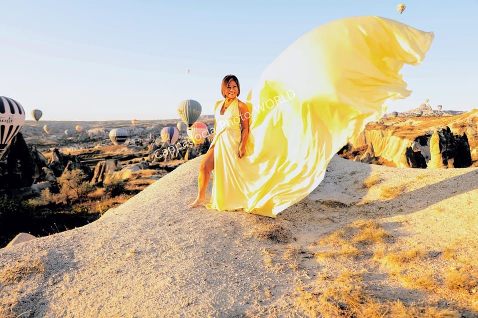 Cappadocia Photoshoot with Flying Dress - Flying suit and flying dress rental: what to bring and why switching matters