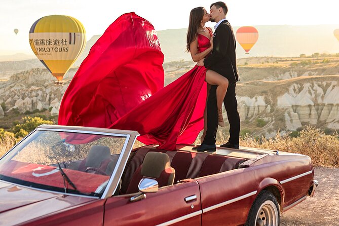 Cappadocia Private Photo Shoot with Flying Dress & Vintage Car - How the Flying Dress Photo Moments Really Feel