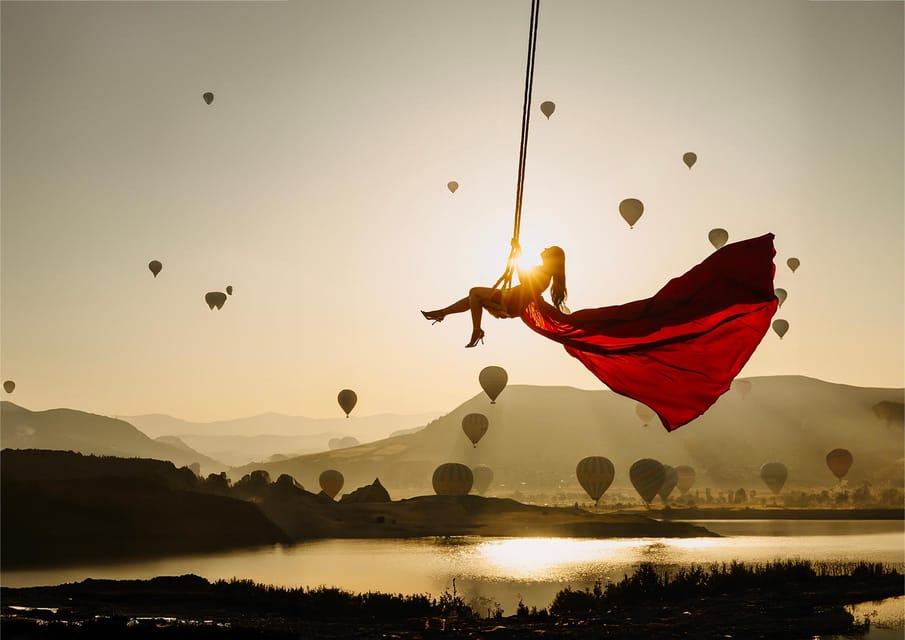 Cappadocia: Taking photo with Swing at hot air balloon view - Your Wardrobe: The Long Flowing Dress and Why It Works