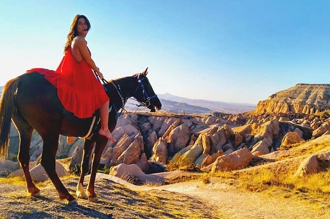 Horse Riding in Cappadocia in fairy chimeys - Sunset Point: Your Final Photo Moment Over Cappadocia